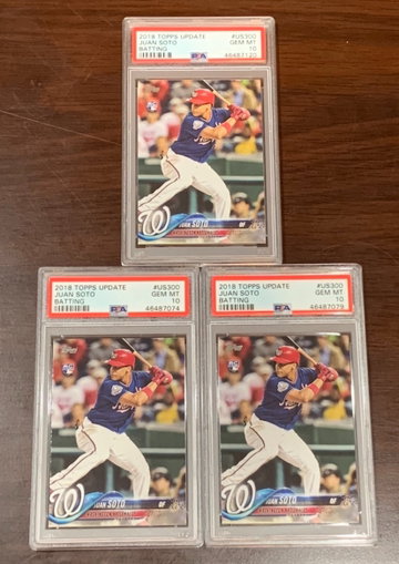 (3) 2018 Topps Update Juan Soto PSA 10