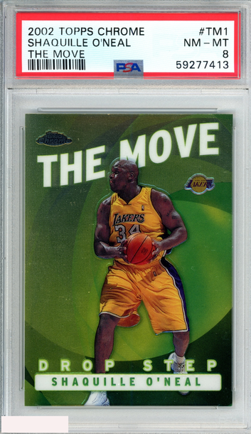 2002 TOPPS CHROME THE MOVE SHAQUILLE ONEAL #TM1 LAKERS HOF PSA 8 NM-MT