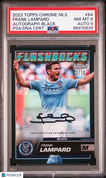 2023 Topps Chrome Mls Frank Lampard #64 Autograph-Black Refractor AU PSA 8 Auto 9