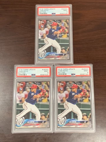 (3) 2018 Topps Update Juan Soto PSA 9
