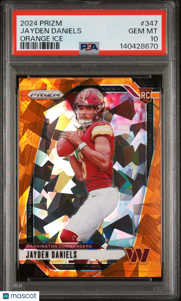 2024 Panini Prizm Jayden Daniels #347 Orange Ice Rookie RC PSA 10