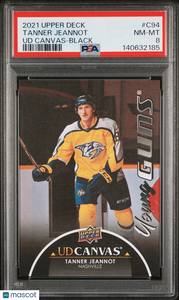 2021-2022 Upper Deck UD Canvas Tanner Jeannot #C94 Black Canvas Young Guns Rookie PSA 8
