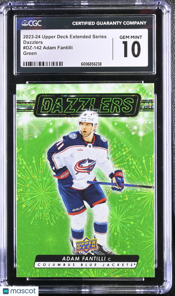 2023-24 Upper Deck Extended Series Adam Fantilli #DZ-142 Green Dazzlers CGC 10
