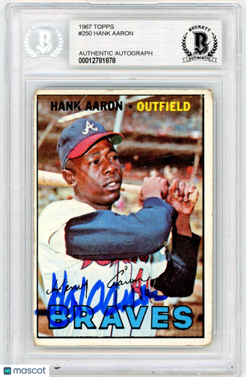 1967 Topps should be 1962 Second 1961 in stats Hank Aaron UER #250 /Second BVG Authentic BAS Auto A