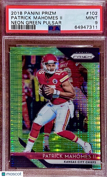 SSP PSA 9 Patrick Mahomes 2018 Panini Prizm Neon Green Pulsar Refractor Holo WOW
