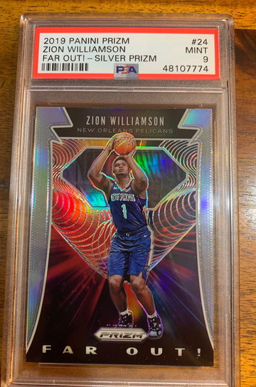 Zion Williamson Prizm silver Psa 9 Far out! Pelicans New Orleans #24