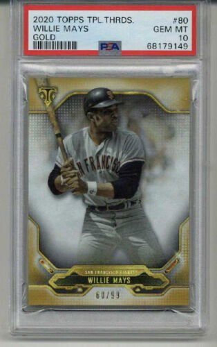 2020 TOPPS TRIPLE THREADS GOLD WILLIE MAYS LE 60/99 GIANTS SP PSA 10 LOW POP