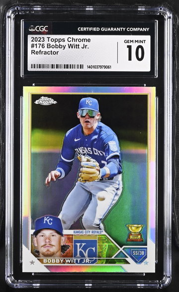 2023 TOPPS BOBBY WITT JR. CHROME REFRACTOR #176 CGC 10 BS.C1.22