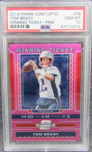 2019 Panini Contenders Optic Winning Ticket Pink /75 Tom Brady PSA 10