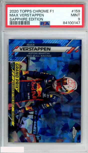 2020 TOPPS CHROME FORMULA 1 SAPPHIRE EDITION MAX VERSTAPPEN #159 PSA 9 MINT