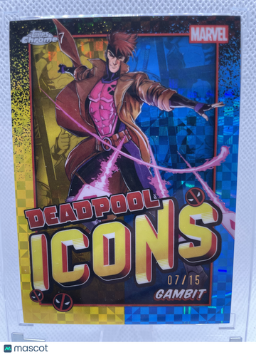 2025 Topps Chrome Deadpool Icons Gambit Insert Blue Yellow X-Fractor 07/15 DI-4