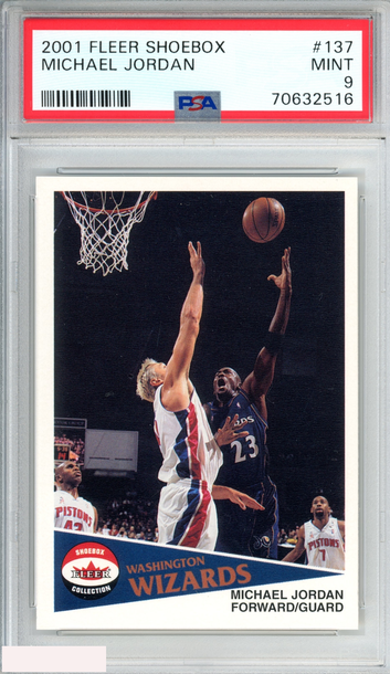 2001 FLEER SHOEBOX MICHAEL JORDAN #137 WASHINGTON WIZARDS HOF PSA 9 MINT