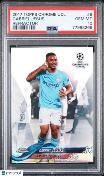 2017 Topps Chrome UEFA Champions League Gabriel Jesus #8 Refractor PSA 10