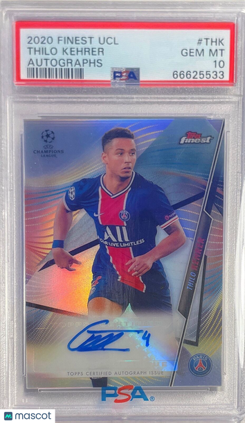 2020 Topps Finest UEFA Champions League Autographs Thilo Kehrer #THK PSA 10