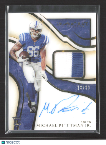 2020 Panini Immaculate Collection Michael Pittman Jr. #ISP19 Patch RC 10/99 Auto