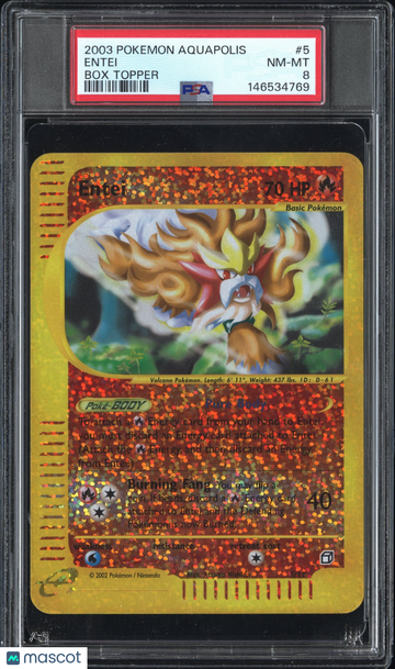 2003 Pokemon Aquapolis Box Topper Entei Box Topper PSA 8 #5