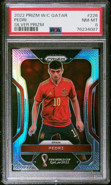 2022 PANINI PEDRI PRIZM WORLD CUP QATAR SILVER PRIZM #226 PSA 8