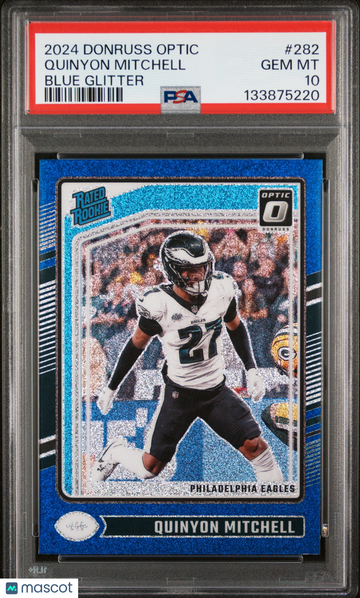 2024 Panini Donruss Optic Quinyon Mitchell #282 Blue Glitter PSA 10