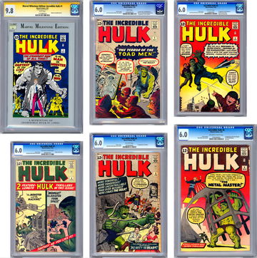 INCREDIBLE HULK #1-2-3-4-5-6 CGC-SS *1ST ISSUE MME REPRINT* SIGNED STAN LEE 1962