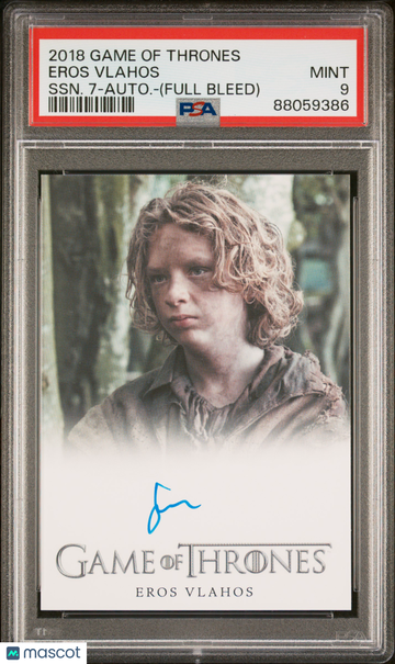 2018 Game Of Thrones Season 7-Autograph Eros Vlahos (Full Bleed) PSA 9