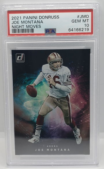JOE MONTANA 2021 DONRUSS NIGHT MOVES JMO PSA 10 POP 2