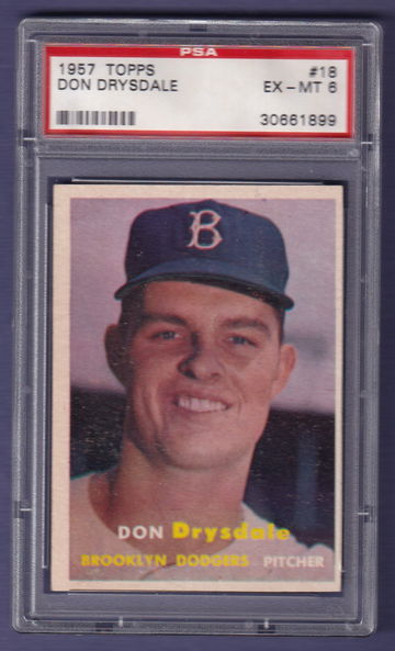 1957 Topps #18 Don Drysdale PSA 6