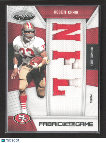 2010 Panini Certified Fabric of the Game Roger Craig #126 Prime /25 Game-Worn Jersey Patch