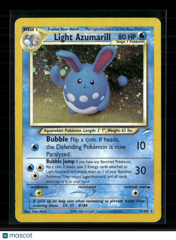 2002 Neo Destiny Light Azumarill Holo Rare #13/105