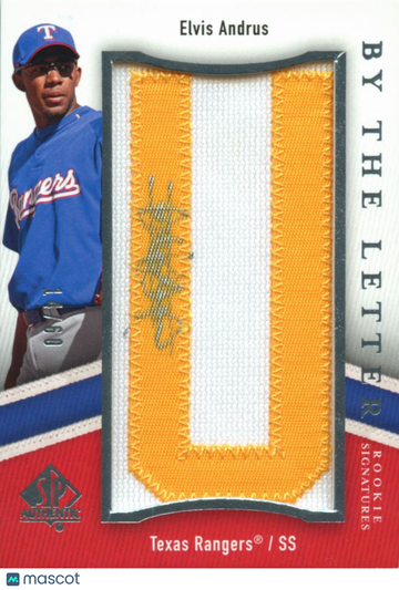 Kelly Shoppach Elvis Andrus 2009 Upper Deck SP Authentic By The Letter Manufactured Patch Auto /11 Texas Rangers Clevela