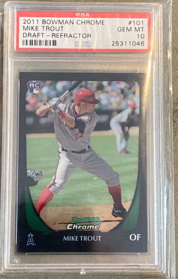 2011-Bowman Chrome Draft Refractor #101-Mike-Trout-ROOKIE-RC-PSA 10