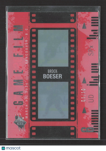 2025 Upper Deck SPx Game Film Brock Boeser #GF-5 Red /10