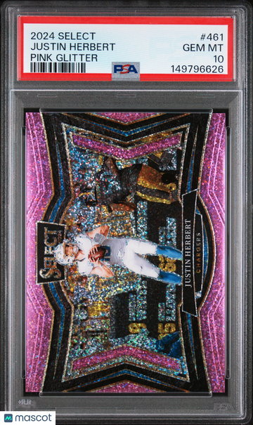 2024 Panini Select Justin Herbert #461 Pink Glitter PSA 10
