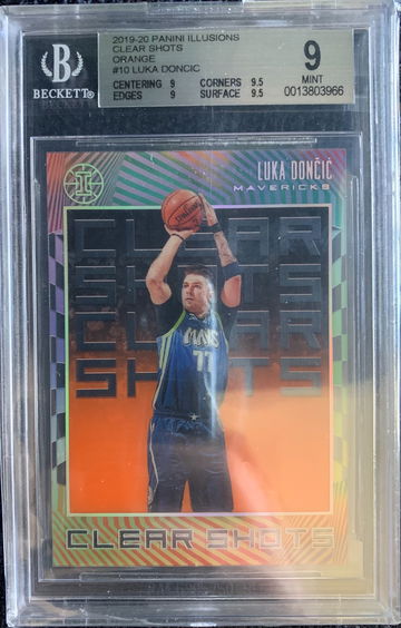 2019-20 Panini Illusions Clear Shots ORANGE Luka Doncic #10 BGS MINT 9