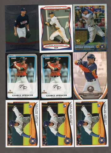 George Springer Baseball Card Lot (25) - Many RC Rookie Cards, Inserts Astros