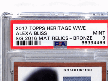 2017 Topps Heritage WWE Survivor Series 2016 Mat Relics Alexa Bliss Bronze PSA 9