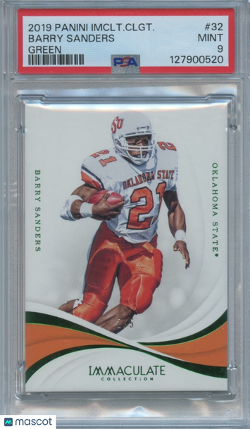 2019 Panini Immaculate Collection Collegiate Barry Sanders #32 Green PSA 9