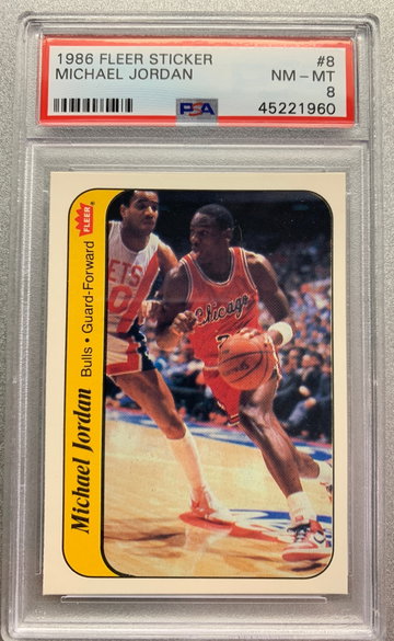 MICHAEL JORDAN FLEER STICKER #8 PSA 8