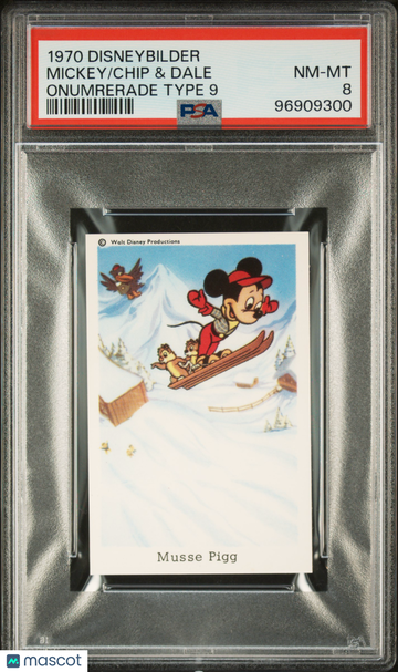1970 Disneybilder Onumrerade Type 9 Chip & Dale Mickey PSA 8