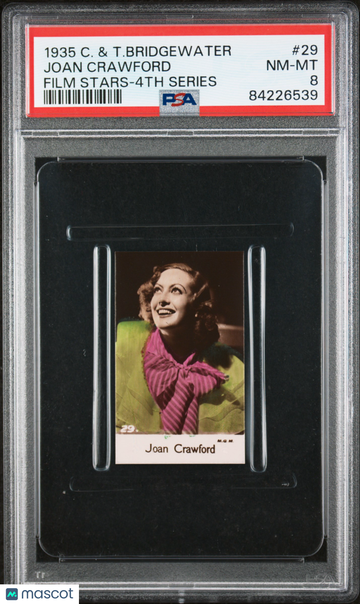 1935 C. & T. Bridgewater Film Stars-4TH Series Joan Crawford #29 PSA 8