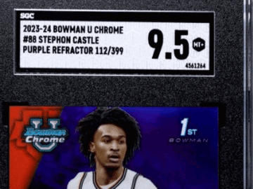 2023-24 Bowman University Chrome Stephon Castle #88 Purple Refractor RC SGC 9.5