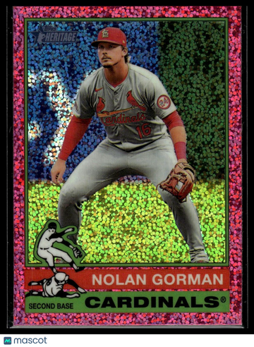 2025 Topps Heritage Nolan Gorman #18 Chrome Pink Sparkle Refractor