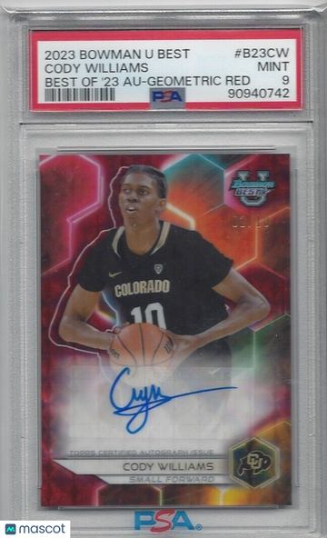 2023-24 Bowman University Best Cody Williams #B23-CW '23 Geometric Red Ref PSA 9