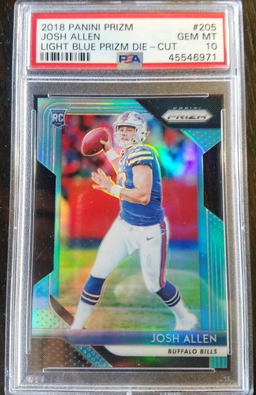 Josh Allen 2018 Panini Prizm #204 Light Blue Prizm Die - Cut PSA 10