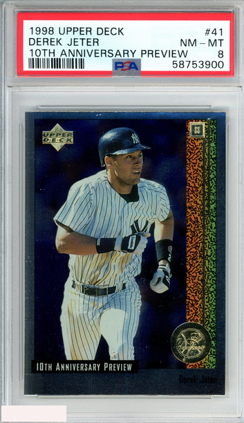 1998 UPPER DECK 10TH ANNIVERSARY PREVIEW DEREK JETER #41 YANKEES HOF PSA 8 NM-MT