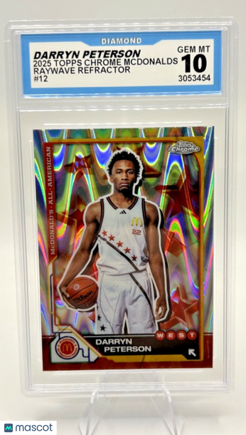 2025 Topps Chrome Mcdonald's All American Darryn Peterson #12 Refractor Parallel/Variety Rookie Base Set 10