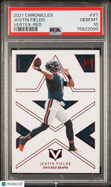 2021 Panini Chronicles Vertex Justin Fields Red Rookie /199 #V7 PSA 10 Chicago Bears