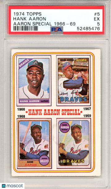 1974 Topps Hank Aaron #5 Aaron Special 1966 69 PSA 5