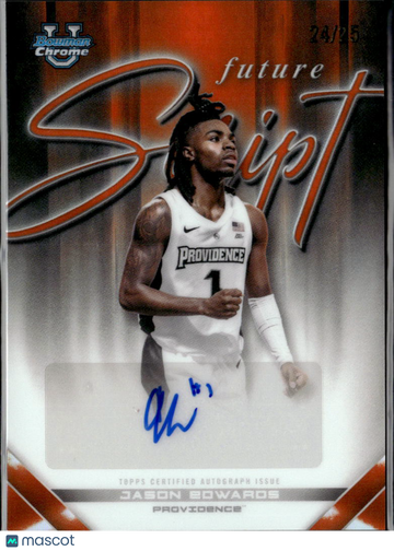 Jason Edwards 2025 Bowman Chrome Future Script Auto Orange Refractor Providence Friars
