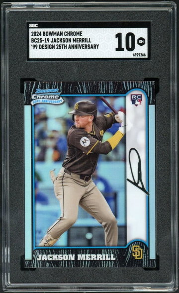 2024 Bowman Chrome Jackson Merrill '99 Design 25th Anniversary SGC 10