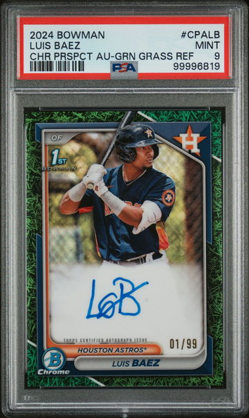 2024 Topps Bowman Chrome Green Grass Refractor Luis Baez #CPA-LB Auto /99 PSA 9
